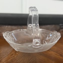 Vintage Mikasa Crystal Holiday Bells Handled Basket