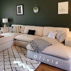 3 Piece Sectional With Chaise Couch & Ottoman 