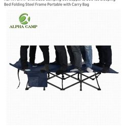 ALPHA CAMP Oversized 600-lb Camping Cot – Heavy-Duty Folding Cot w/ Carry Bag (Blue)