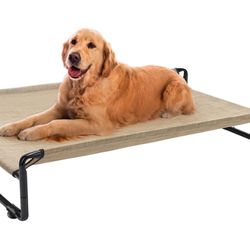 Veehoo Original Outdoor Elevated Dog Bed, Cooling Raised Dog Cot for Large Dogs, Portable Standing Pet Hammock Platform with Washable Breathable Mesh,