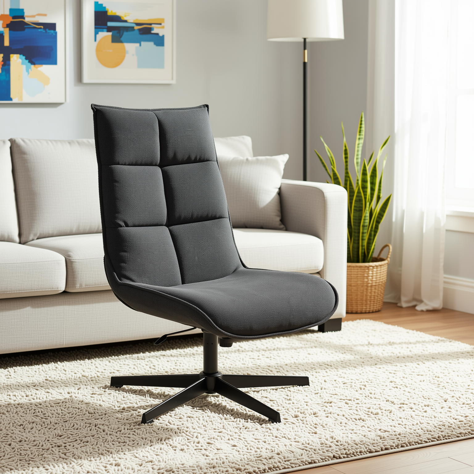 Lucks Swivel Lounge Chair with Fabric Upholstery, For Home or Office