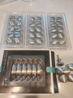 Brushed nickel door knobs and handles