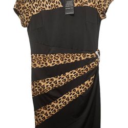 New Monroe and Main Leopard Print and Black Dress, size 12