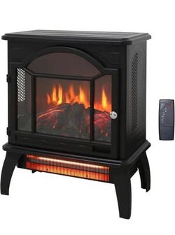 New 18" Electric Fireplace Stove Freestanding Fireplaces Heater with Realistic Flame Remote Timer
