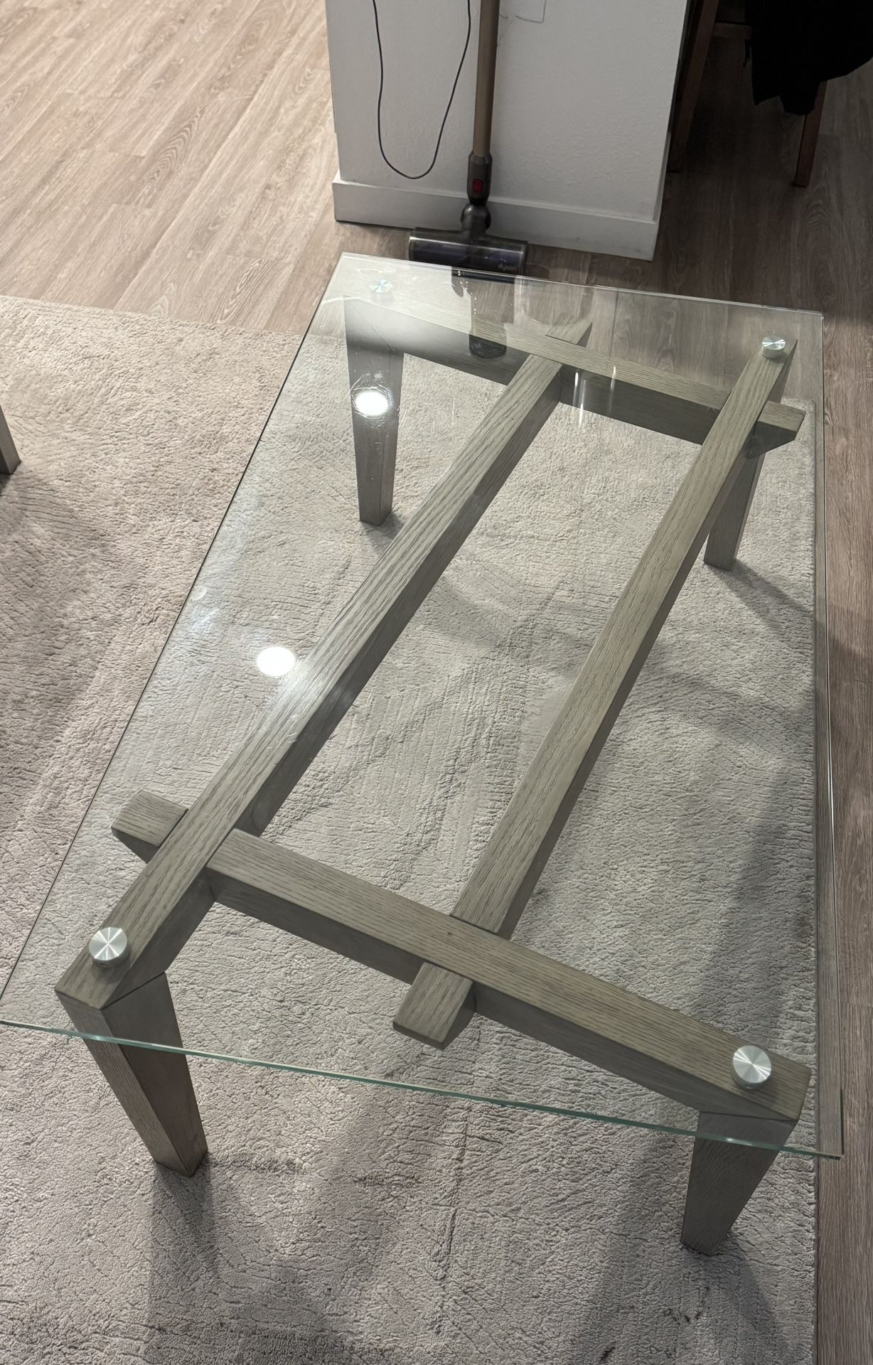 Glass Top Wooden Coffee Table