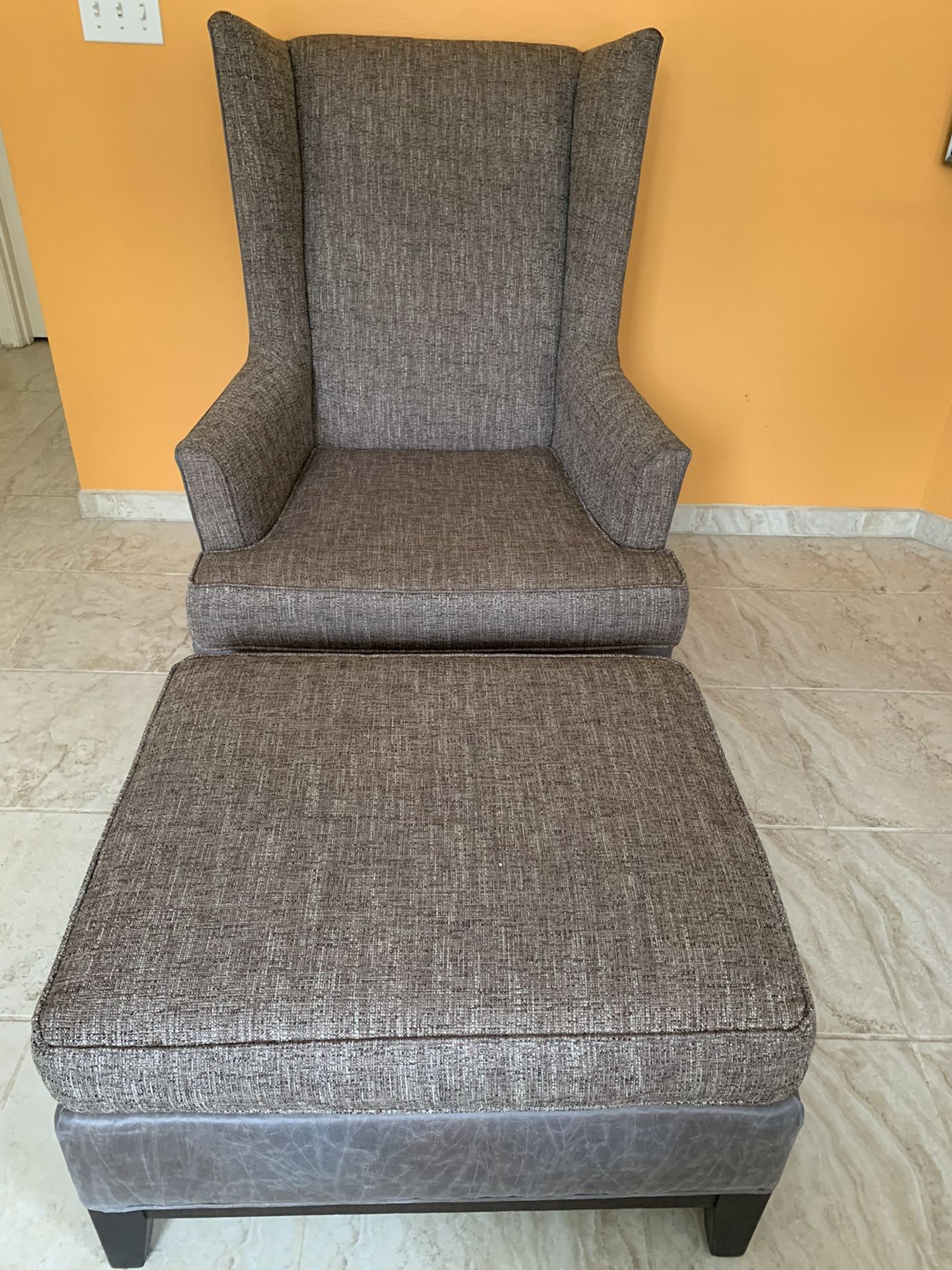 Elegant Wingback Chair with Ottoman