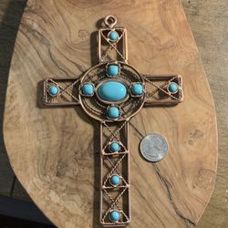 Turquoise And  Copper  Cross 
