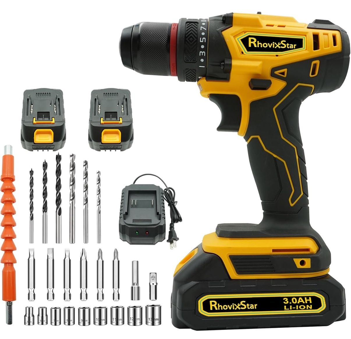 Cordless Drill Set with Battery and Charger, Power Drill Tool Set 20v, 3/8-Inch Keyless Chuck, Variable Speed