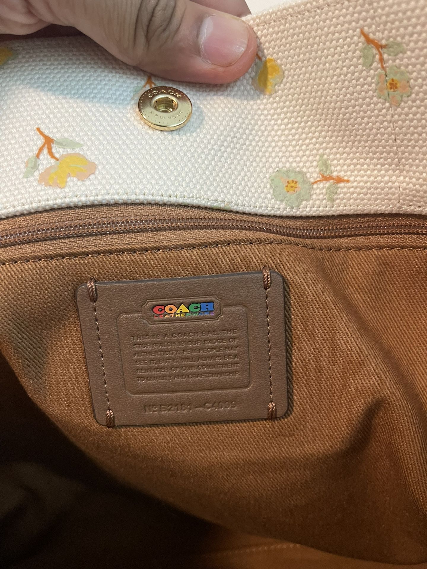 Coach C4099 Canvas Pride Roller Skate Tote Bag Beige NEW