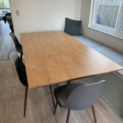 Tosca American Walnut Dining Table 79in With Chairs