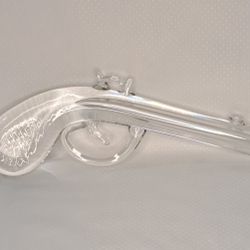 Vintage Val St Lambert Crystal Paperweight Flintlock Dueling Pistol Gun Belgium