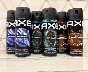 Axe deodorant body sprays; Phoenix, Apollo, or Dark Temptation scents.  New