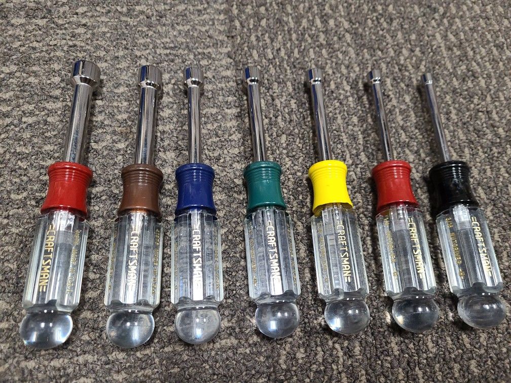 CRAFTSMAN 7pc SAE Nut Driver Set Made In USA 3/16" to 1/2"
