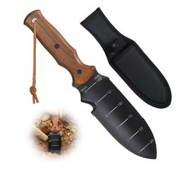 Garden Tools Trowel with EDC Sheath & Hanging Hole Gardening Tools for Weeding Digging Planting with 7" Stainless Steel Blade,Dual-Scale Measurement,G