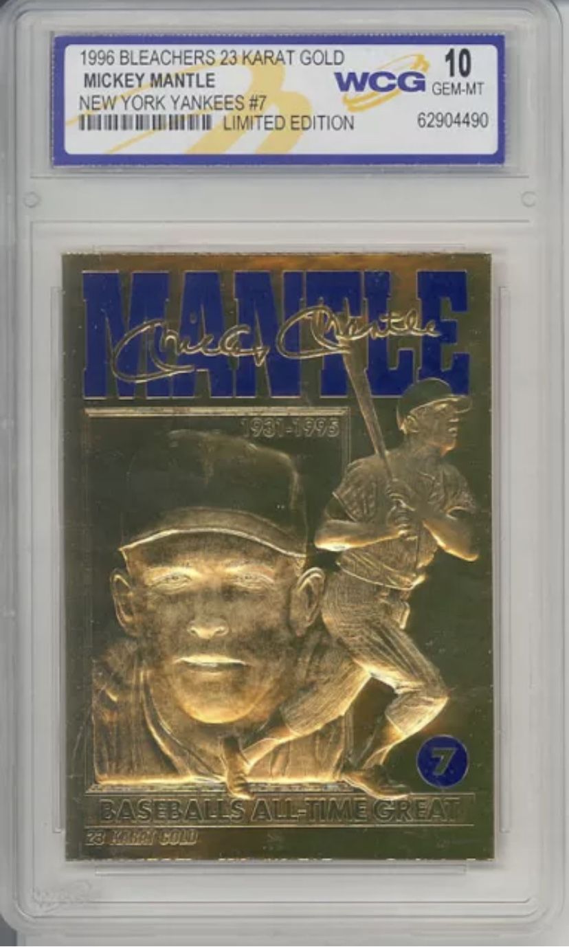 1996 MICKEY MANTLE NY YANKEES #7 23K GOLD CARD - GRADED GEM-MINT 10