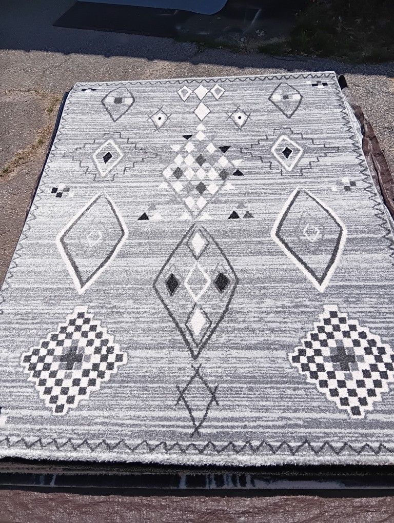 Gray,Black And Cream Area Rug