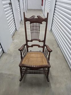 Vintage Wooden Cane Seat Rocking Chair