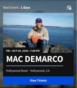 Mac DeMarco Concert Ticket – Hollywood Bowl
