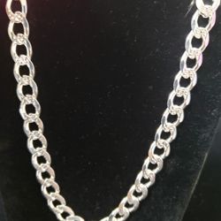 Silver Curb Diamond Cut Design Chain