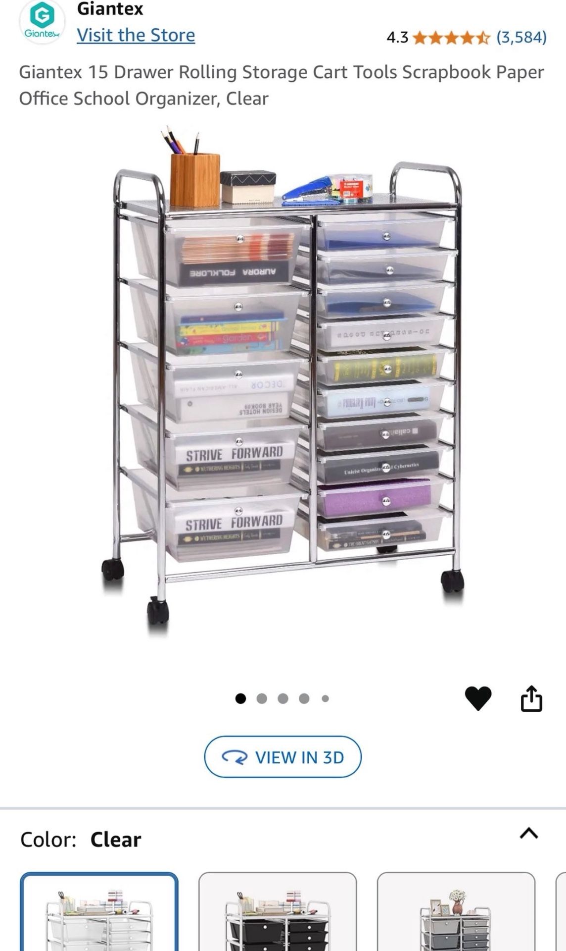 15 drawer rolling cart