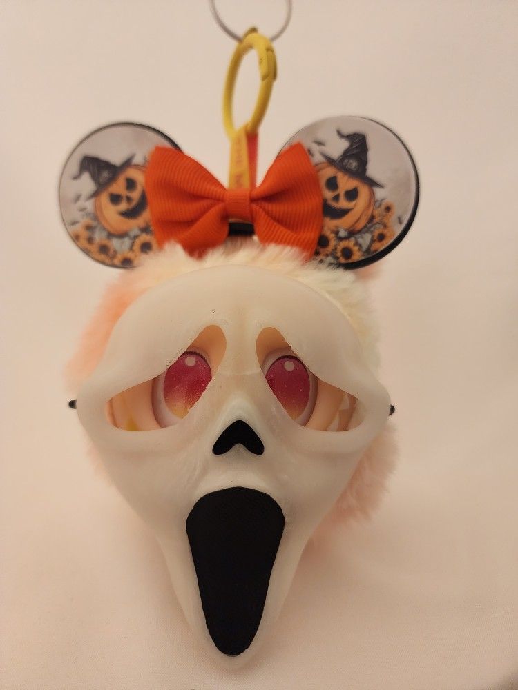 HALLOWEEN GLOW IN THE DARK GHOST FACE LABUBU/LAFUFU HEAD with MICKEY EARS