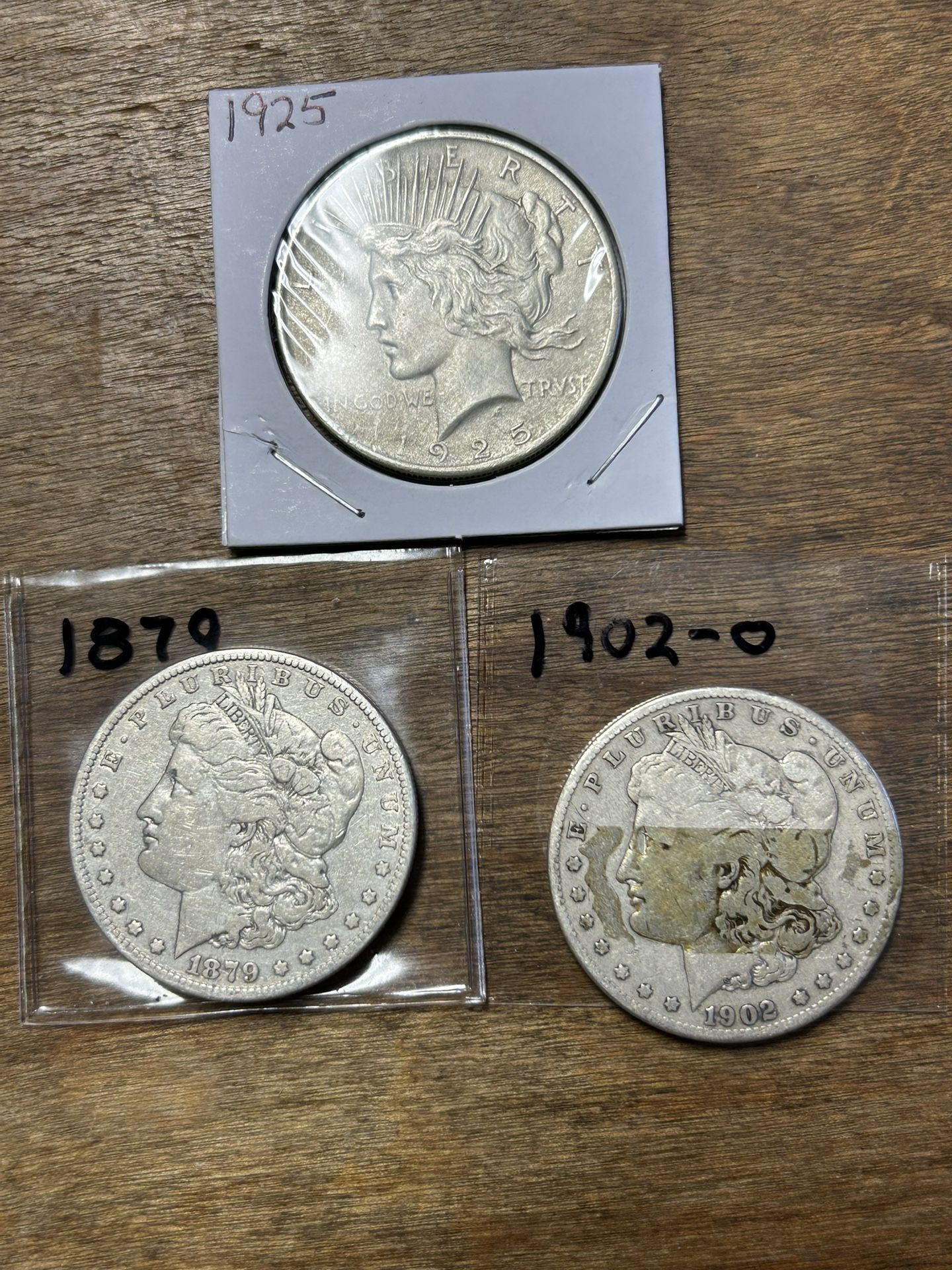3 Silver Dollars, 2 Morgans & 1 Peace. Group 7