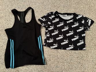 2 Juniors Large Athletic Shirt- 1 Tank & 1 Puma cropped 