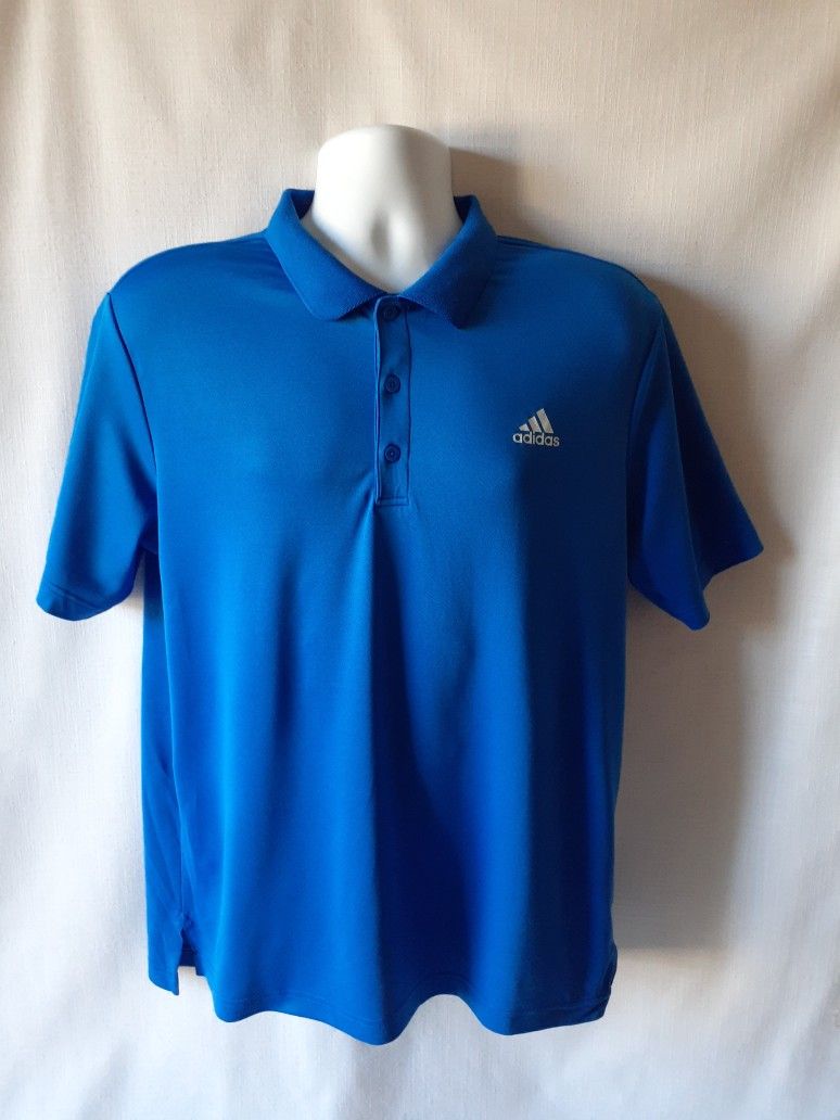 Adidas men's blue short sleeve golf polo shirt size L