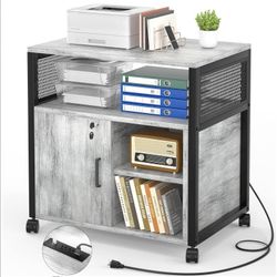 Unikito Mobile File Cabinet With Outlets And USB Charging Ports, Rolling Printer Stand With Storage, Lateral Filing