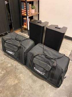 A Pair Of OQSC K12.2 Two-Way 12" 2000W Powered Portable PA Speaker with Soft Tote Bag
