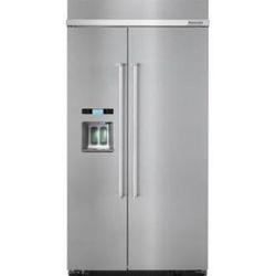 Kitchen Aid 42 Inch, 25.0 Cu. Ft. Built-In Side-by-Side Refrigerator: Stainless Steel, Print Shield