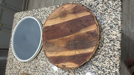 Set of 2 Large 18" turntable -  Wood & Non-Slip Organizer