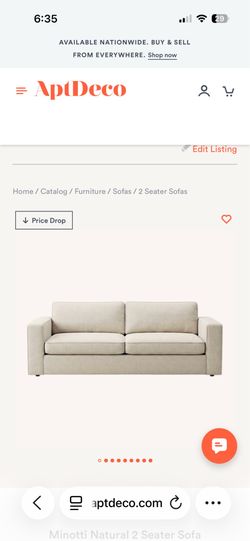 Minotti Natural color 2 seater sofa
