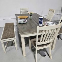 AP🎉Bolanburg Dining Table and 4 Chairs and Bench// Financing & Delivery 