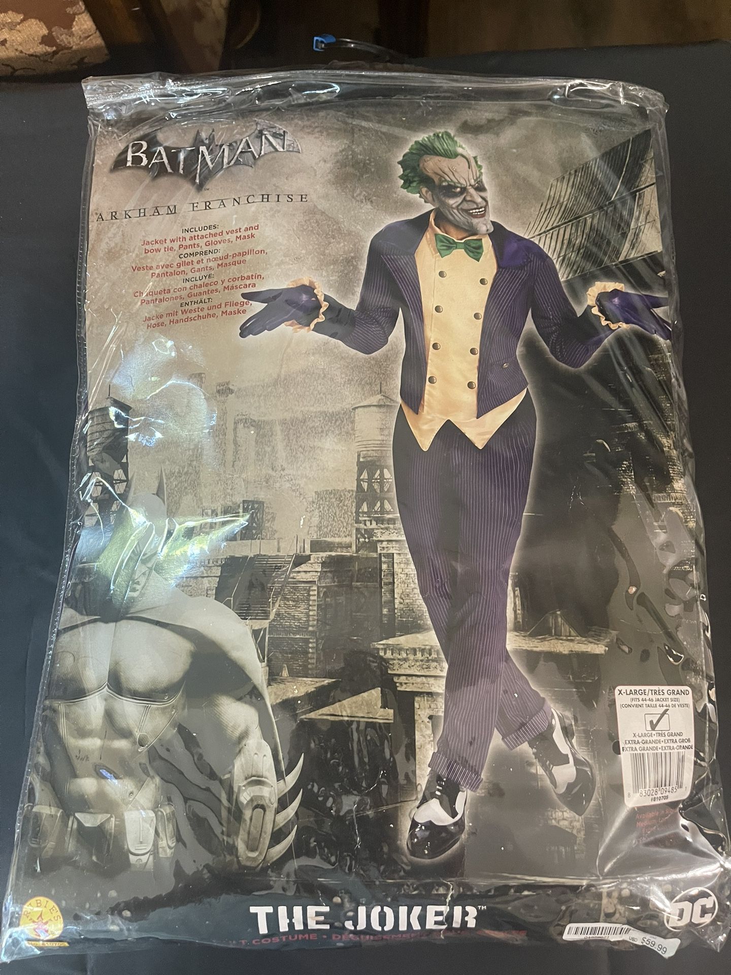 Batman Arkham City Adult Deluxe Joker Halloween Costume SIZE X