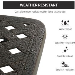 A417 $60 HOMEFUN Outdoor Side Tables for Patio - Cast Aluminum End Table for Outside Rustproof and Waterproof Coffee Table for Outdoor, Patio, Indoor