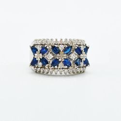 14kt White Gold .15ct tw Diamond & Sapphire Ring