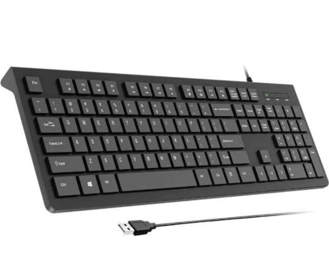 NEW! Computer Keyboard Wired, Plug & Play USB, Foldable Stand