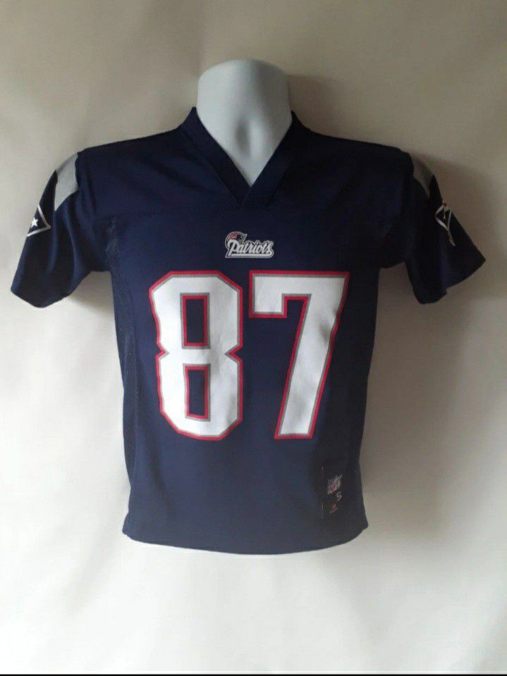 New England Patriots #87 Rob Gronkowski boys blue v-neck jersey size S (8)