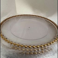 12 set Gold Clear Acrylic Charger Plates