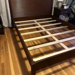 Crate & Barrel Queen Bed, Dark Wood