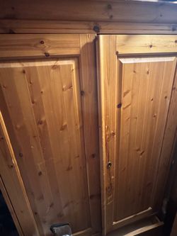Solid Pine Wood Double Wardrobe