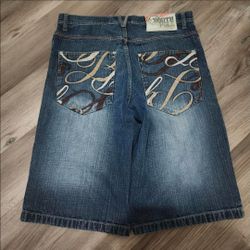 Rare Vintage Southpole Dark Blue Wash Jorts Golden Tab With Back Pocket Embroidery