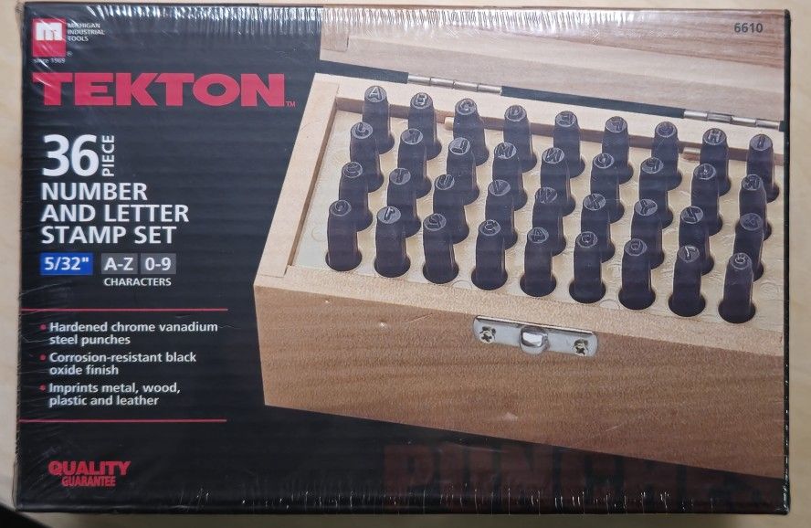 Tekton 36 Piece Number And Letter Stamp Set