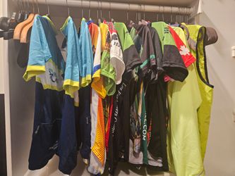 Women's bike jerseys and padded bike shorts