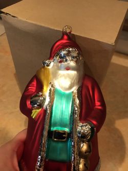 Santa Christmas Blown Glass Ornament