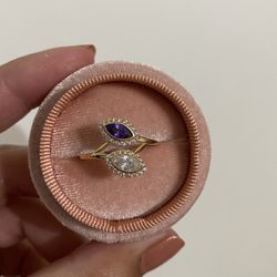 14k Solid Yellow Gold Purple Bypass Ring 9