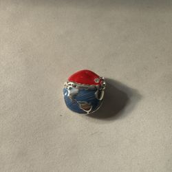 Brighton Joy to the World Bead, globe with Santa hat - Swarovski crystals