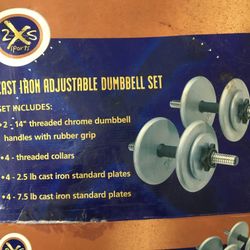 New/Box Cast Iron Adjustable Dumbbell Set