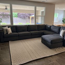 Lovesac Sactional – 7 Seats / 9 Sides – Large L Sectional + Chaise + Cup Holders & Table